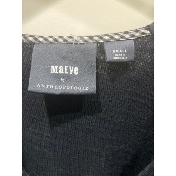 Anthropologie Maeve Women’s Annika Knit Dress Puff Sleeve V-Neck Black Sz S - Picture 5 of 8